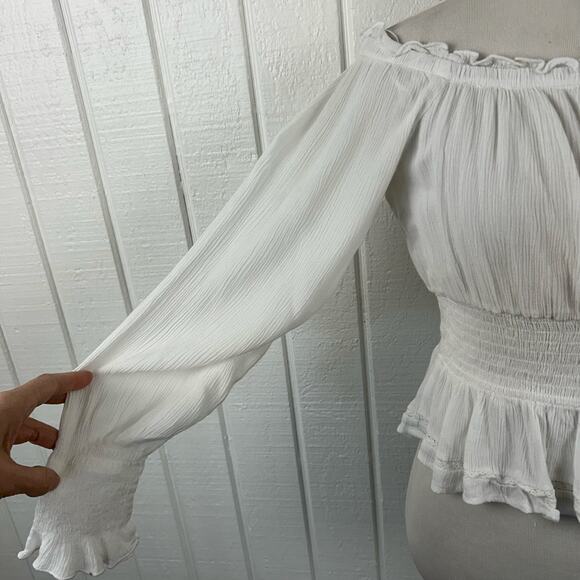 Patrons of Peace Women Prairie Boho Hippie Off Shoulder Top Blouse White Small - Picture 3 of 8